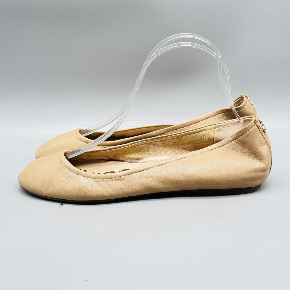 Sam Edelman Shoes Womens 6.5 Beige Leather Ballet Flats Comfort Classic Slip On - Picture 5 of 12